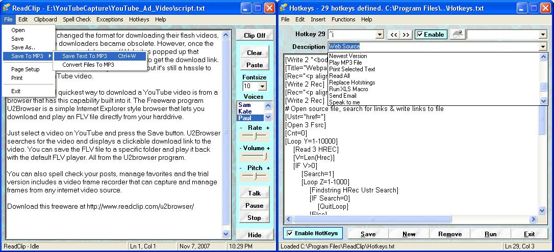 ReadClip with Hotkeys screen shot